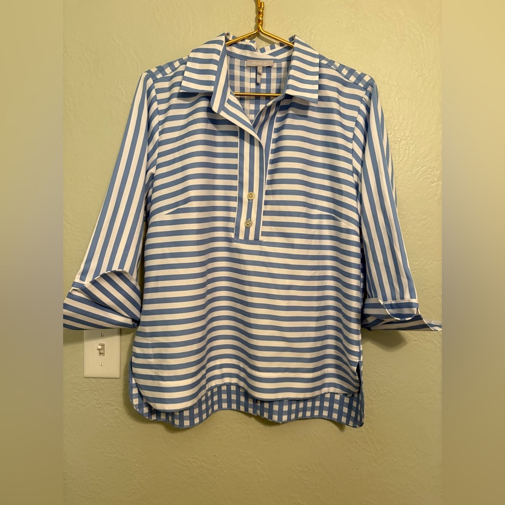 Blue and White Striped Blouse